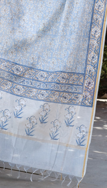 Dusk blue floral dupatta