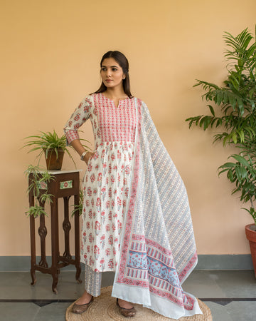Sanganeri buta print kurta