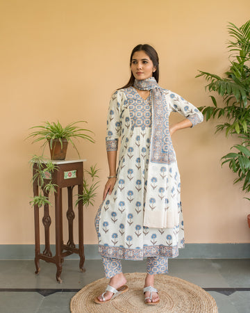 Chrysanthemum buta straight kurta