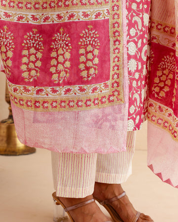 Printed stripes straight pants