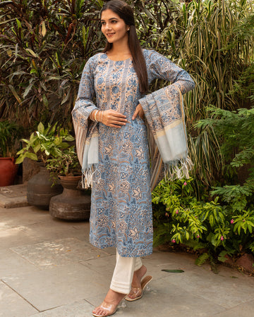 Neela printed straight kurta