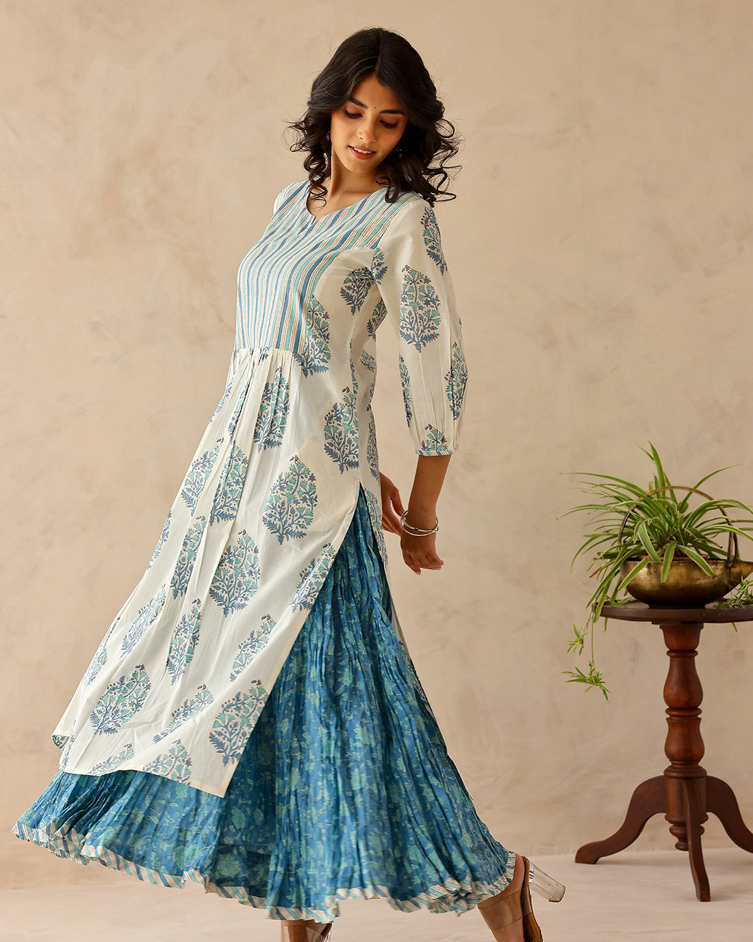 Sanganeri buta print straight kurta