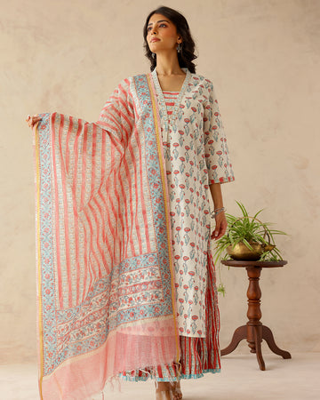 Poppy block printed straight kurta