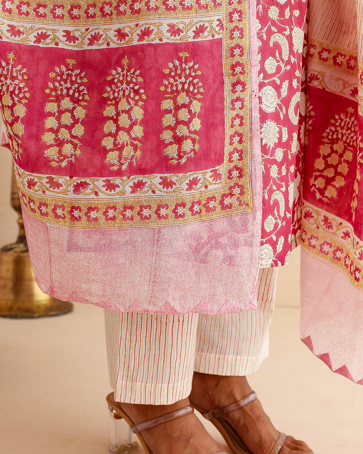 Printed stripes straight pants