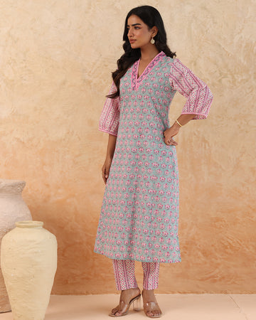 Printed parcha straight pants