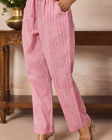 Parcha print straight pants