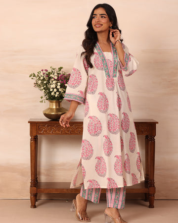 Keri buta printed straight kurta