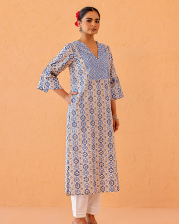 Geometric print straight kurta
