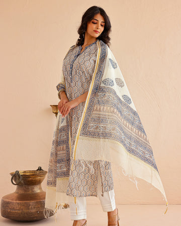Tejal block printed straight kurta